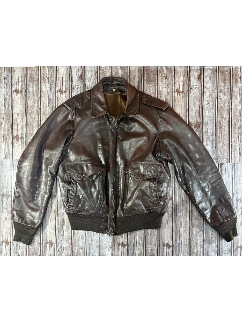 Schott 184SM leather bomber jacket size 40 M US color brown vintage 1980's